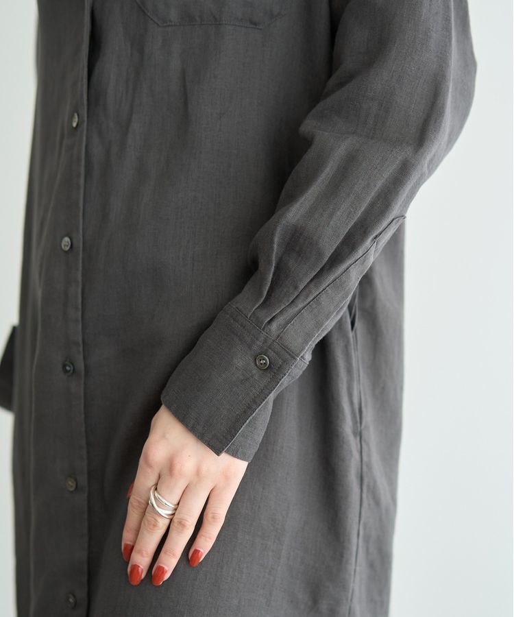 YECCA VECCA「2wayフレンチリネンロングシャツワンピース」|ワンピース|