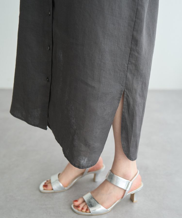 YECCA VECCA「2wayフレンチリネンロングシャツワンピース」|ワンピース|