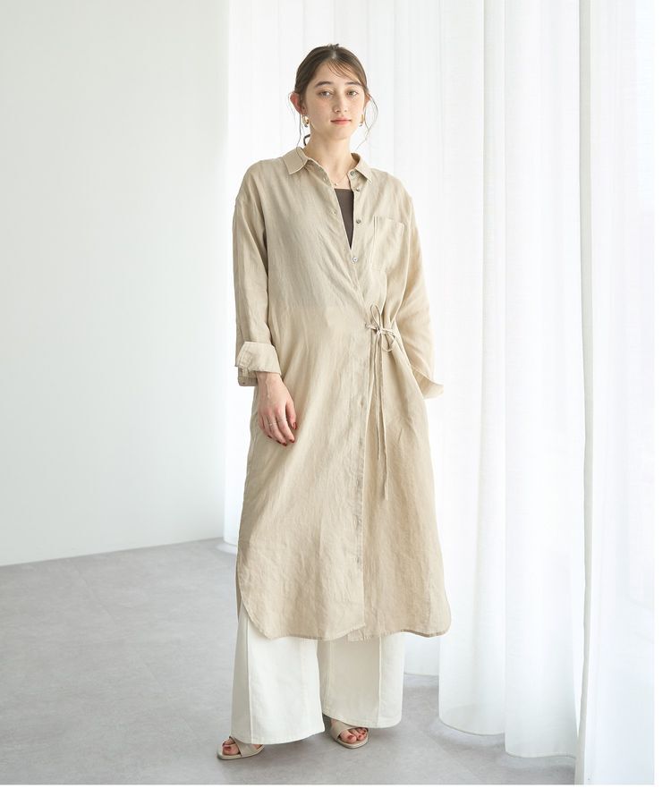 YECCA VECCA「2wayフレンチリネンロングシャツワンピース」|ワンピース|