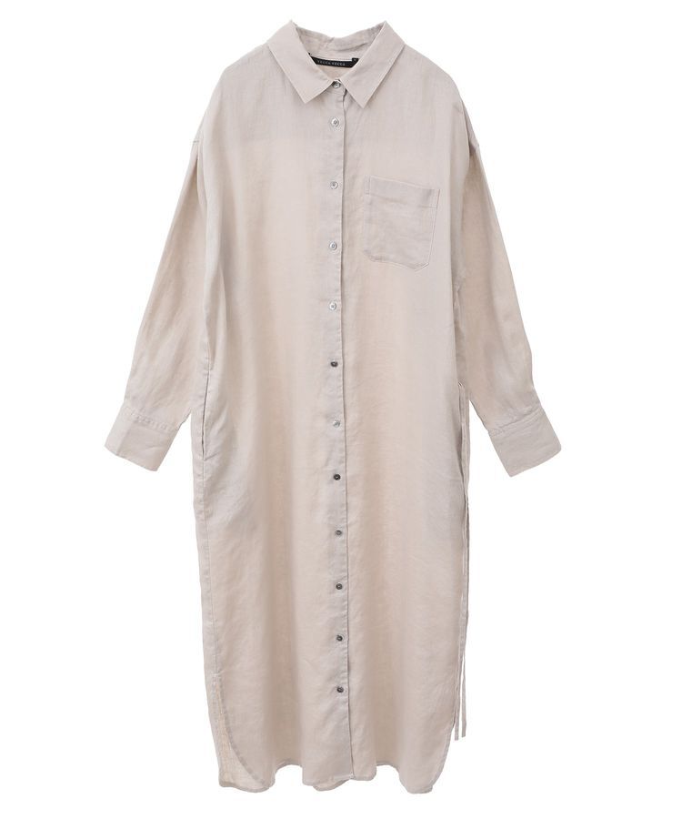 YECCA VECCA「2wayフレンチリネンロングシャツワンピース」|ワンピース|