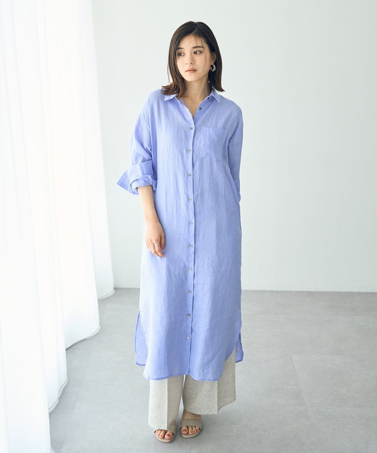 YECCA VECCA「2wayフレンチリネンロングシャツワンピース」|ワンピース|