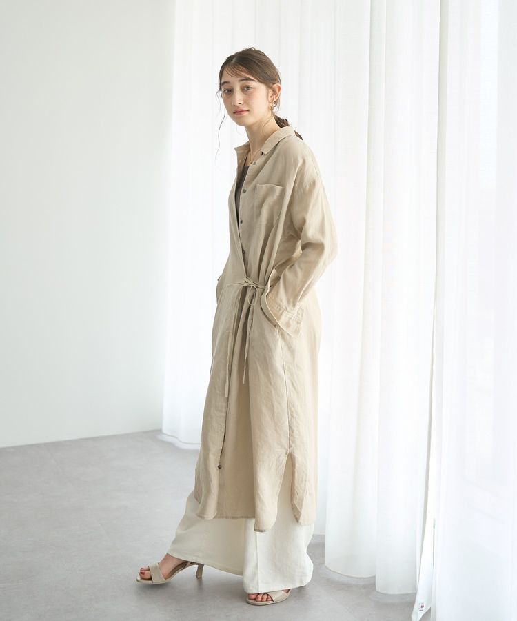 YECCA VECCA「2wayフレンチリネンロングシャツワンピース」|ワンピース|