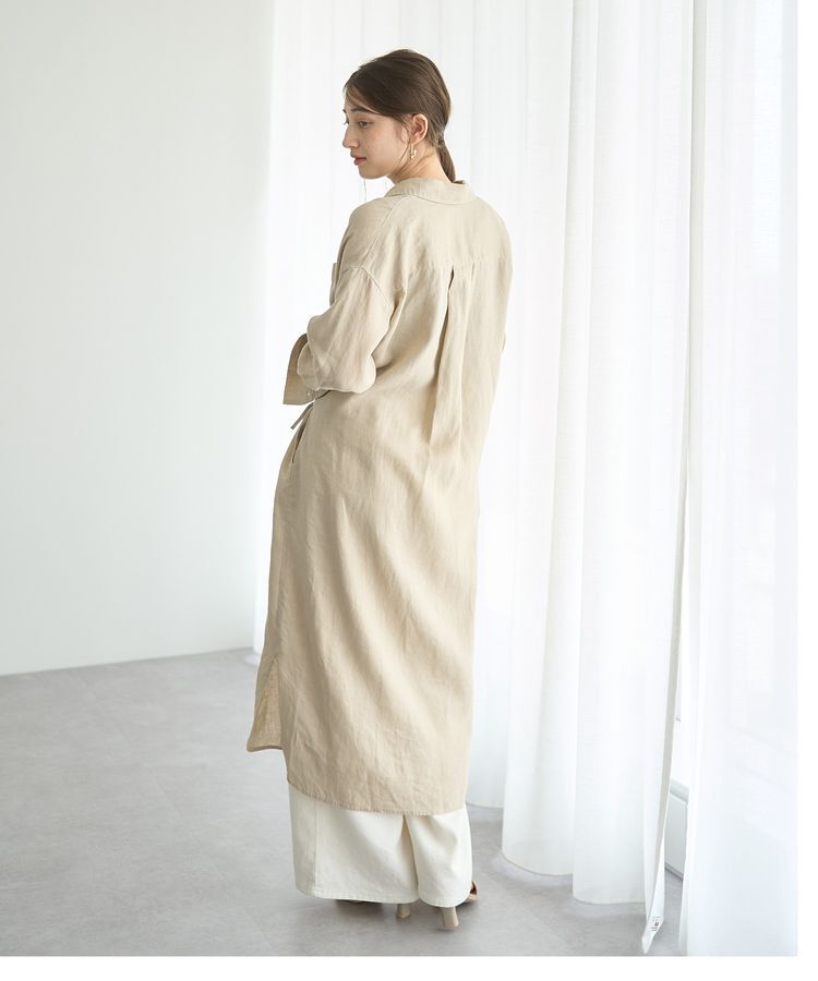YECCA VECCA「2wayフレンチリネンロングシャツワンピース」|ワンピース|