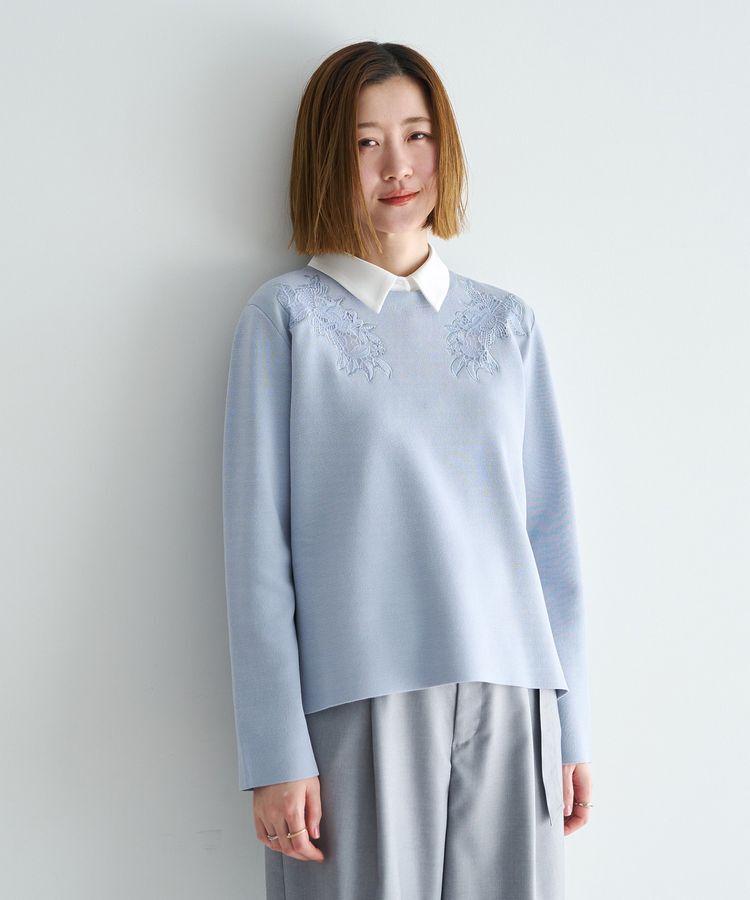 YECCA VECCA「2way襟付きレースニット」|ニット・セーター|