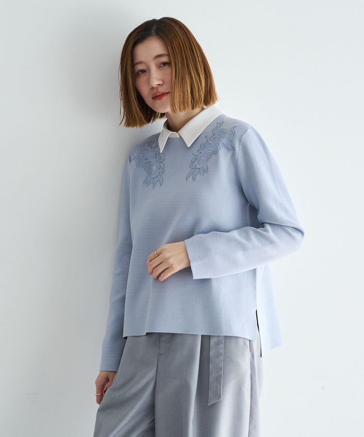 YECCA VECCA「2way襟付きレースニット」|ニット・セーター|