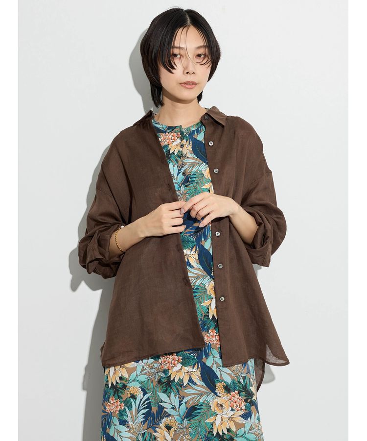 GARAGE OF GOOD CLOTHING「ペーパーリネンオーバーサイズシャツ」|シャツ・ブラウス|Brown