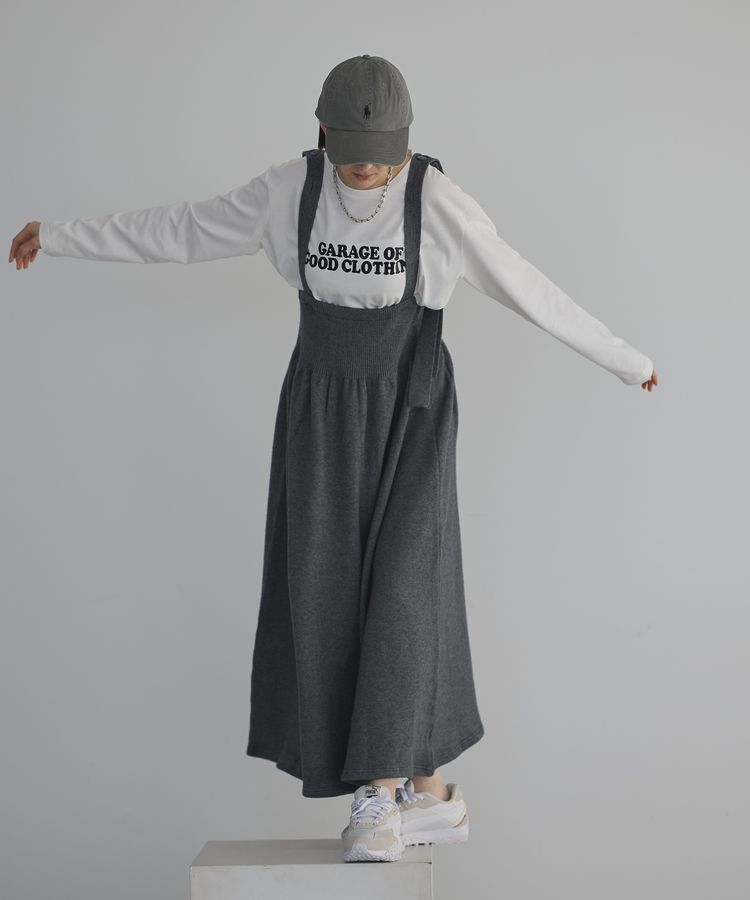 GARAGE OF GOOD CLOTHING「リブウエストジャンパースカート」|オールインワン|Gray