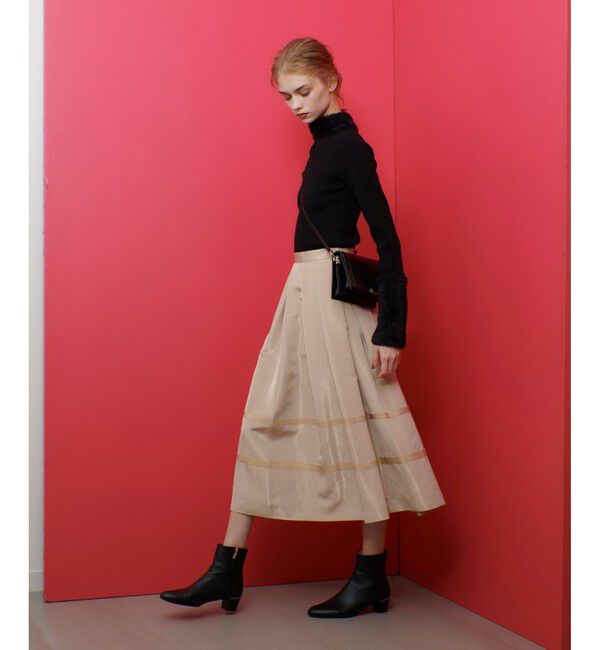 LOULOU WILLOUGHBY「【LOULOU WILLOUGHBY】リボントリミングタックスカート」|フレア|