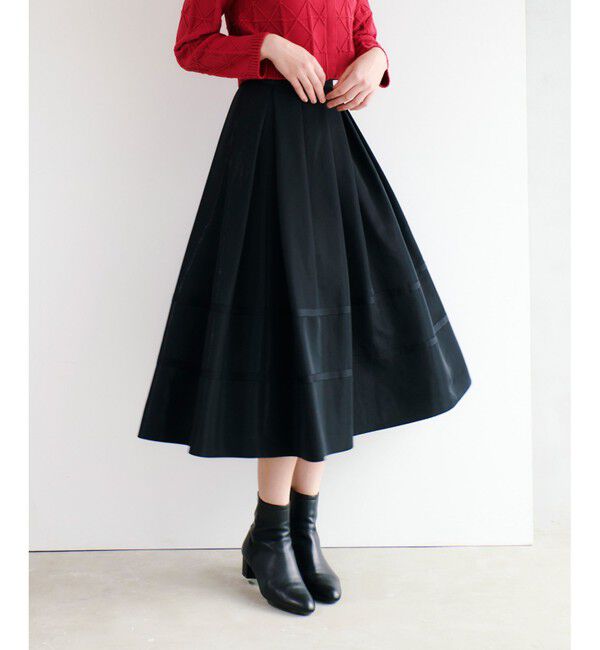 LOULOU WILLOUGHBY「【LOULOU WILLOUGHBY】リボントリミングタックスカート」|フレア|
