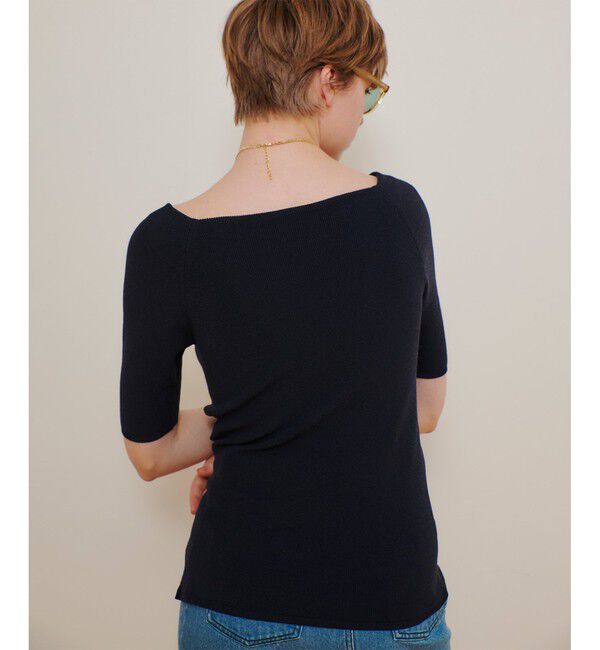 allureville「2WAY ネック5分袖プルオーバー」|ニット・セーター|