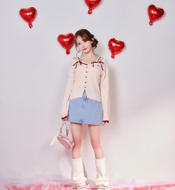  「【Heart collection】ハートボタンビスチェセットカーディガン」|ニット・セーター|