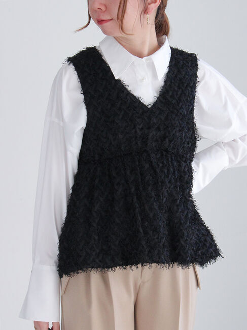 Te chichi「フリンジジャカードジレブラウス」|シャツ・ブラウス|ブラック