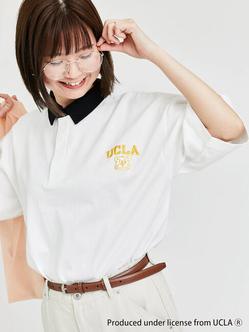 Lugnoncure「【UCLA】刺繍入り半袖ラガーシャツ」|Tシャツ・カットソー|オフホワイト
