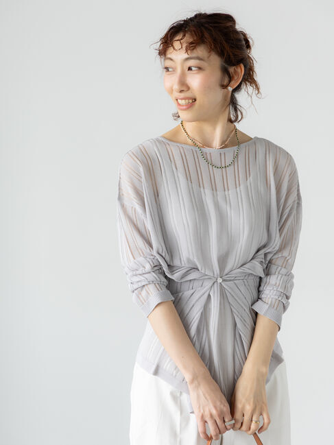 Lugnoncure「針抜きシアーニット」|ニット・セーター|グレー