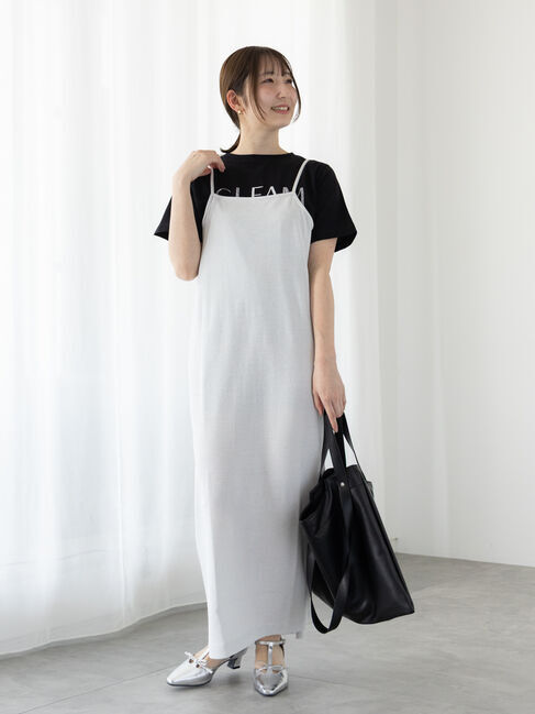 Te chichi TERRASSE「無地/ラメボーダーカットキャミワンピース」|ワンピース|オフホワイト