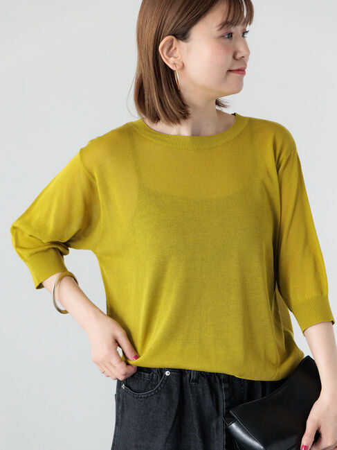 Lugnoncure「【接触冷感】クルーネックハーフスリーブニット」|ニット・セーター|