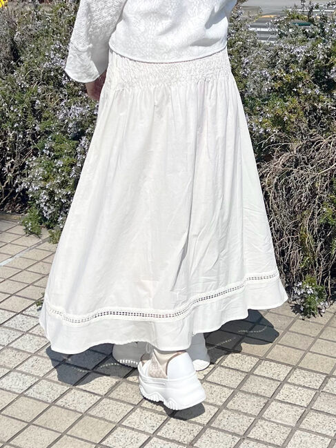 Samansa Mos2「2WAYシャーリングスカート」|スカート|オフホワイト