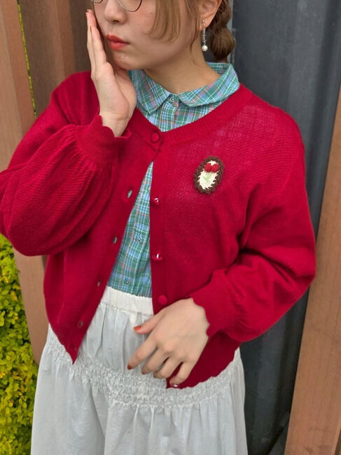 Samansa Mos2「【ゆべし&times;Samansa Mos2】ブローチ付2WAYニット」|カーディガン|レッド