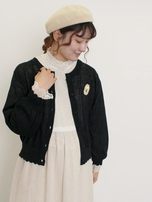 Samansa Mos2「【ゆべし&times;Samansa Mos2】ブローチ付2WAYニット」|カーディガン|ブラック