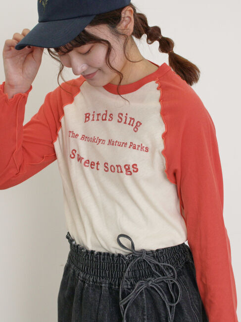 Samansa Mos2「シアーラグランロゴTシャツ」|Tシャツ・カットソー|レッド