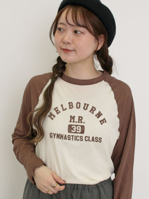 Samansa Mos2「シアーラグランロゴTシャツ」|Tシャツ・カットソー|ブラウン