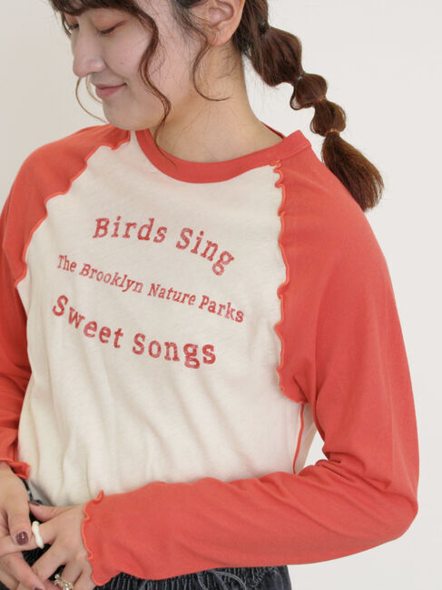 Samansa Mos2「シアーラグランロゴTシャツ」|Tシャツ・カットソー|