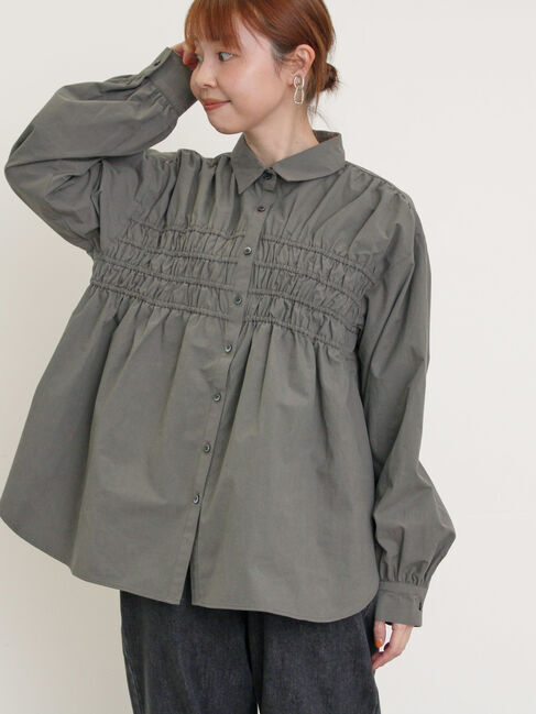 Samansa Mos2「柄アソートシャーリングシャツ」|シャツ・ブラウス|チャコールグレー