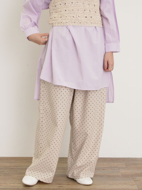 Samansa Mos2「【M/Lサイズ】ドット柄ストレートパンツ」|その他|