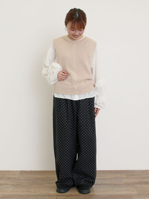 Samansa Mos2「【M/Lサイズ】ドット柄ストレートパンツ」|その他|