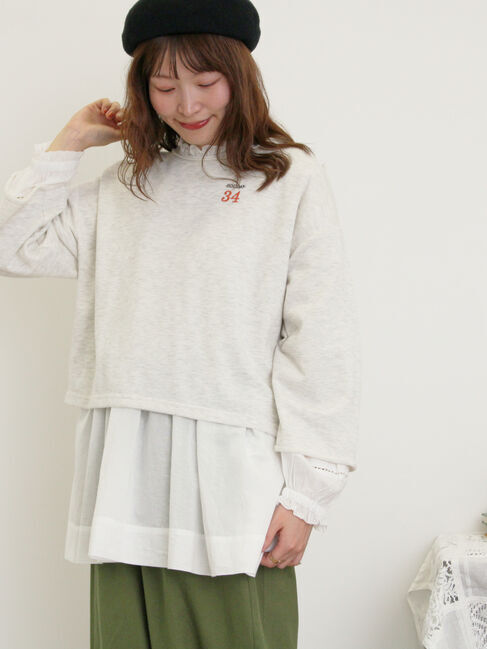 Samansa Mos2「インレイ裏毛カットオフロゴ刺繍カットソー」|Tシャツ・カットソー|キナリ