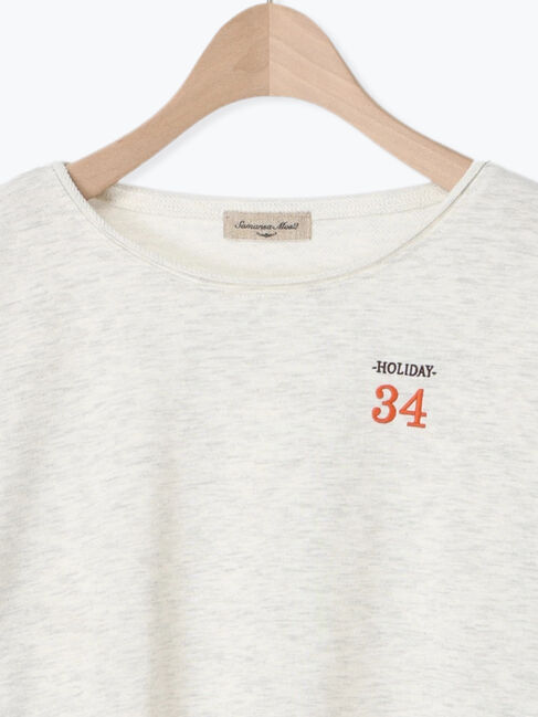 Samansa Mos2「インレイ裏毛カットオフロゴ刺繍カットソー」|Tシャツ・カットソー|