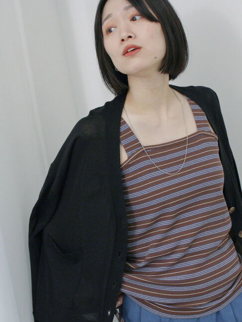 Samansa Mos2 blue「マルチボーダータンク」|Tシャツ・カットソー|