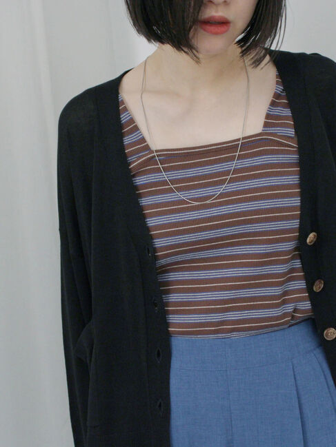 Samansa Mos2 blue「マルチボーダータンク」|Tシャツ・カットソー|