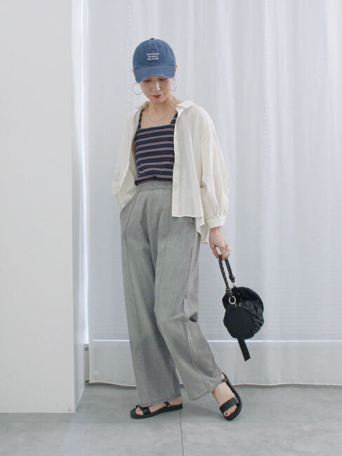 Samansa Mos2 blue「マルチボーダータンク」|Tシャツ・カットソー|