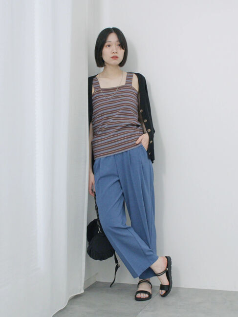 Samansa Mos2 blue「マルチボーダータンク」|Tシャツ・カットソー|