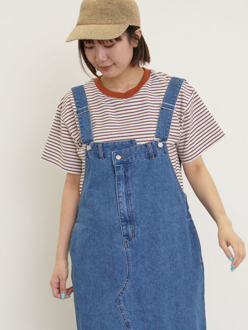 Samansa Mos2「カス残しマルチボーダーTシャツ」|Tシャツ・カットソー|ブラウン