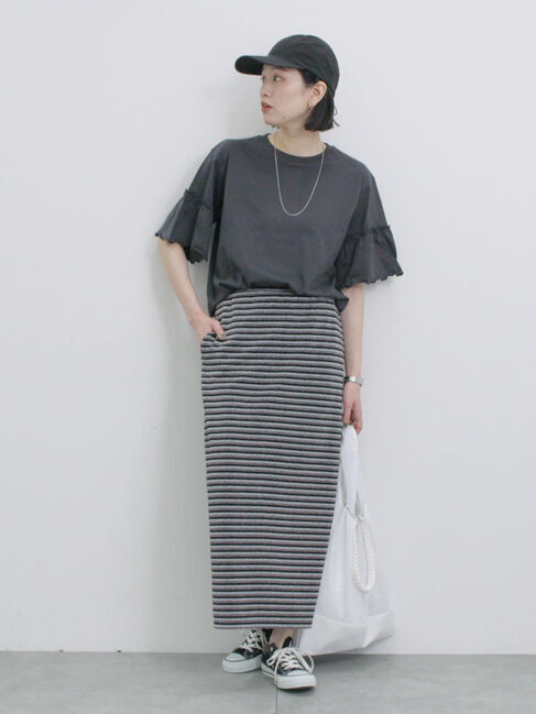 Samansa Mos2 blue「ラメナロースカート」|スカート|