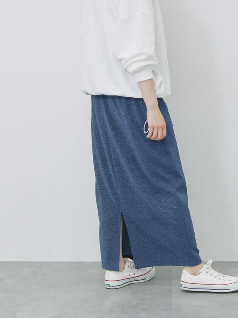 Samansa Mos2 blue「ラメナロースカート」|スカート|