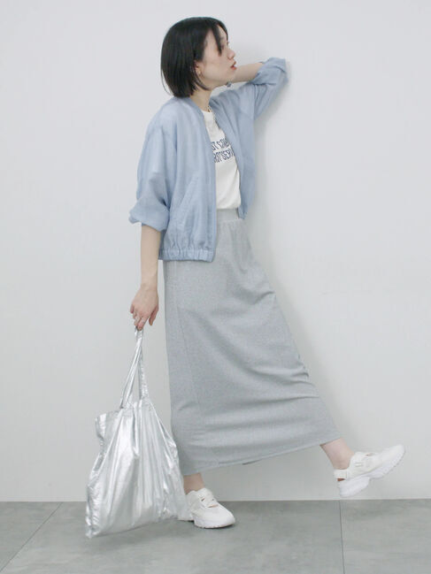 Samansa Mos2 blue「ラメナロースカート」|スカート|