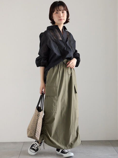 Samansa Mos2 blue「ナイロンカーゴスカート」|スカート|