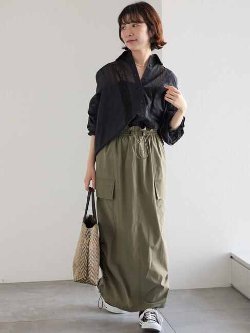 Samansa Mos2 blue「ナイロンカーゴスカート」|スカート|