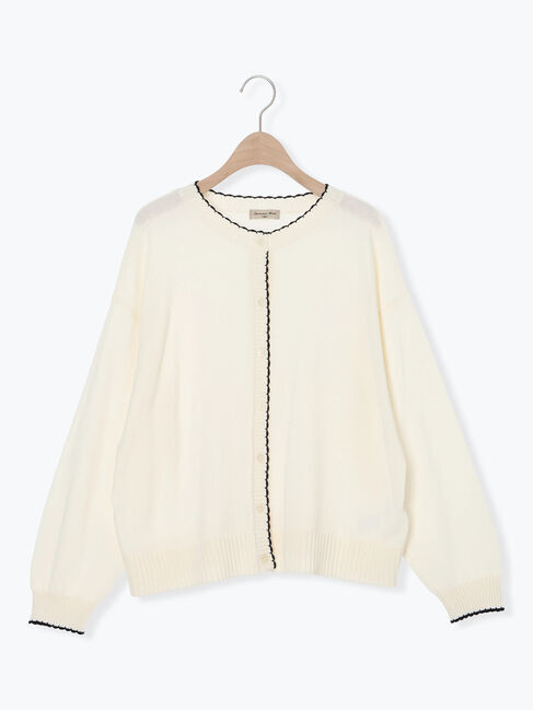 Samansa Mos2「配色スカラップカーディガン」|カーディガン|