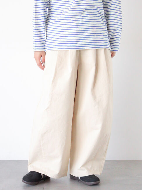 Samansa Mos2「【M/Lサイズ】タックワイドパンツ」|その他|ベージュ