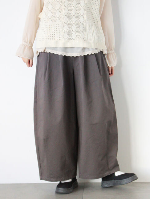 Samansa Mos2「【M/Lサイズ】タックワイドパンツ」|その他|チャコールグレー