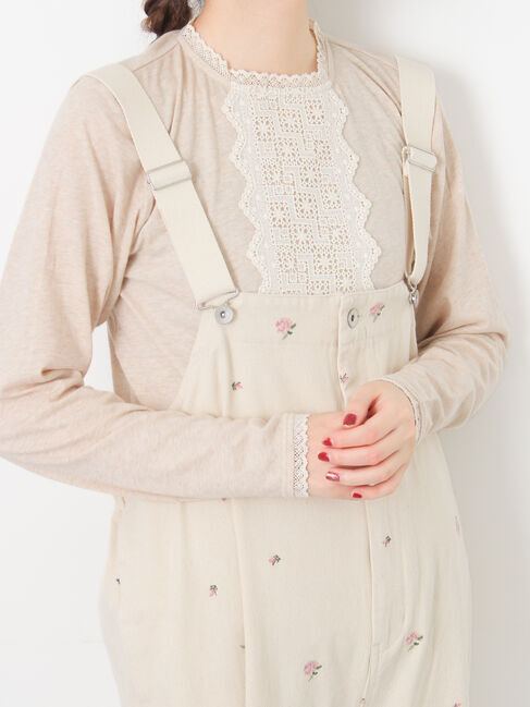 Samansa Mos2「パーツレース貼りカットソー」|Tシャツ・カットソー|ベージュ