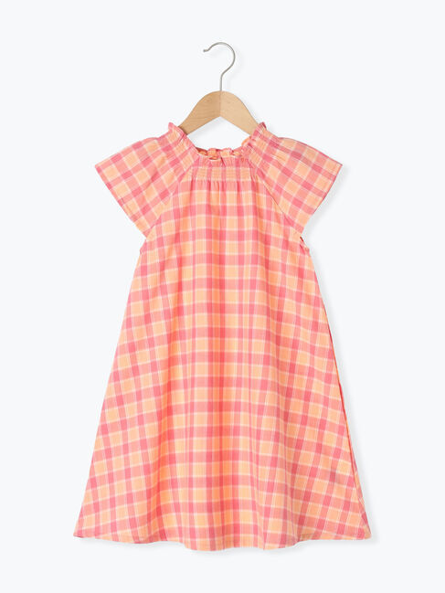 Samansa Mos2 Lagom「シャーリングネックチェックワンピース」|ワンピース|ピンク