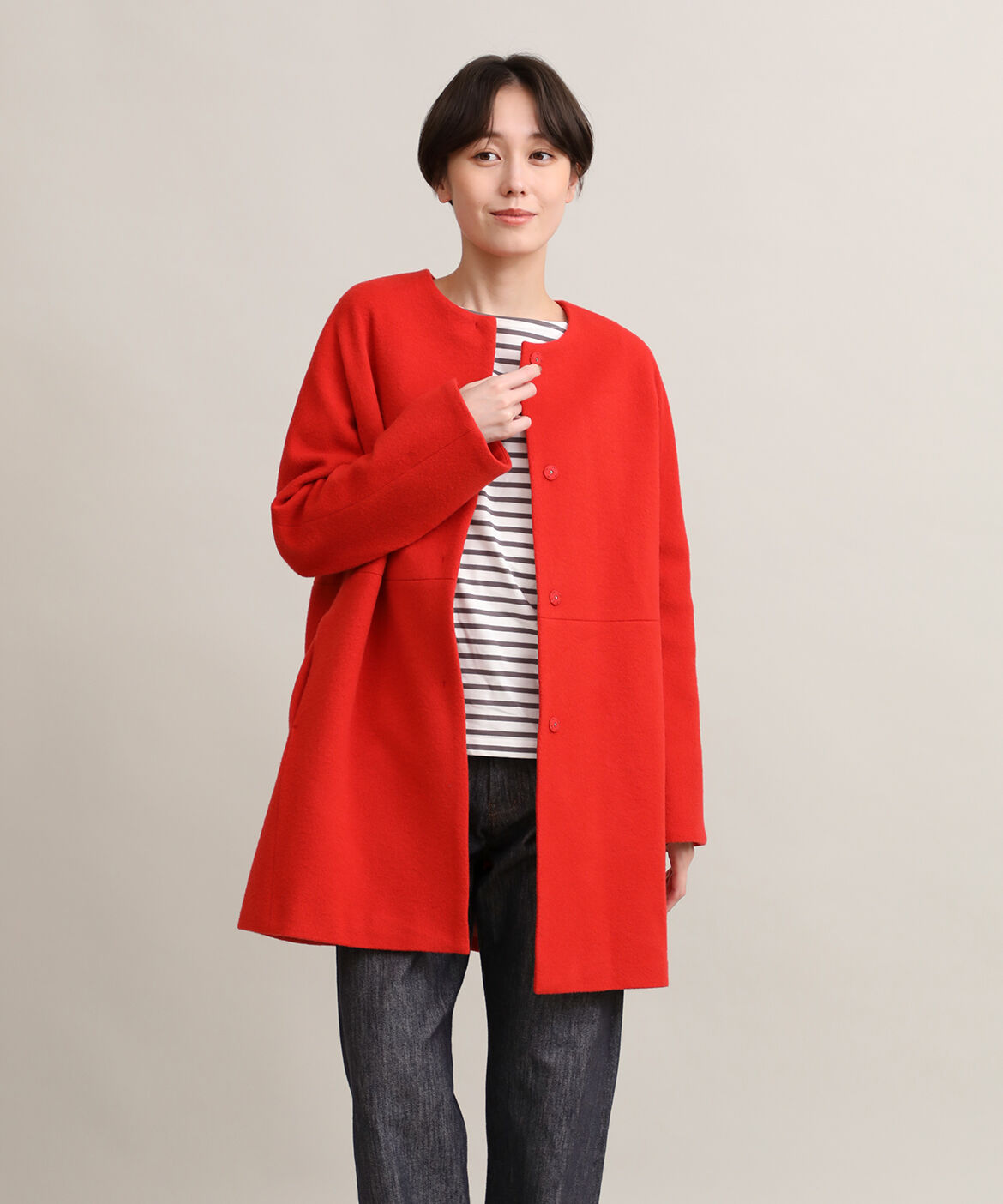 DAY by DAY it&rsquo;s international「ノーカラーコート《Super110's Wool》」|ピーコート|レッド