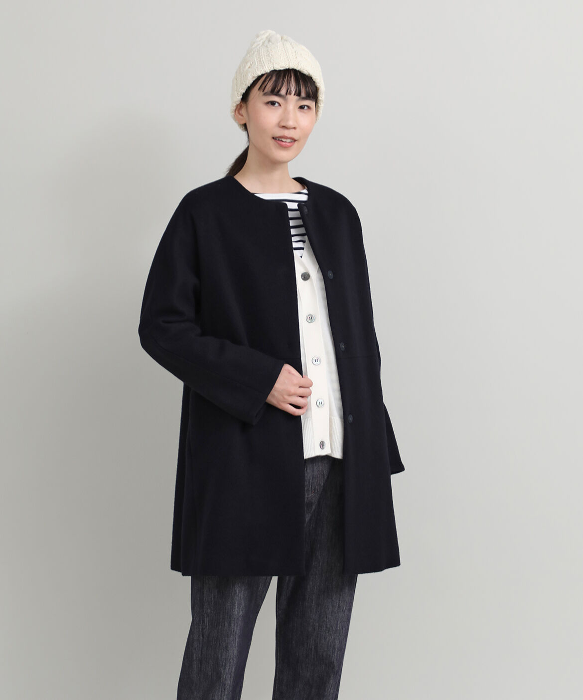 DAY by DAY it&rsquo;s international「ノーカラーコート《Super110's Wool》」|ピーコート|ネイビー