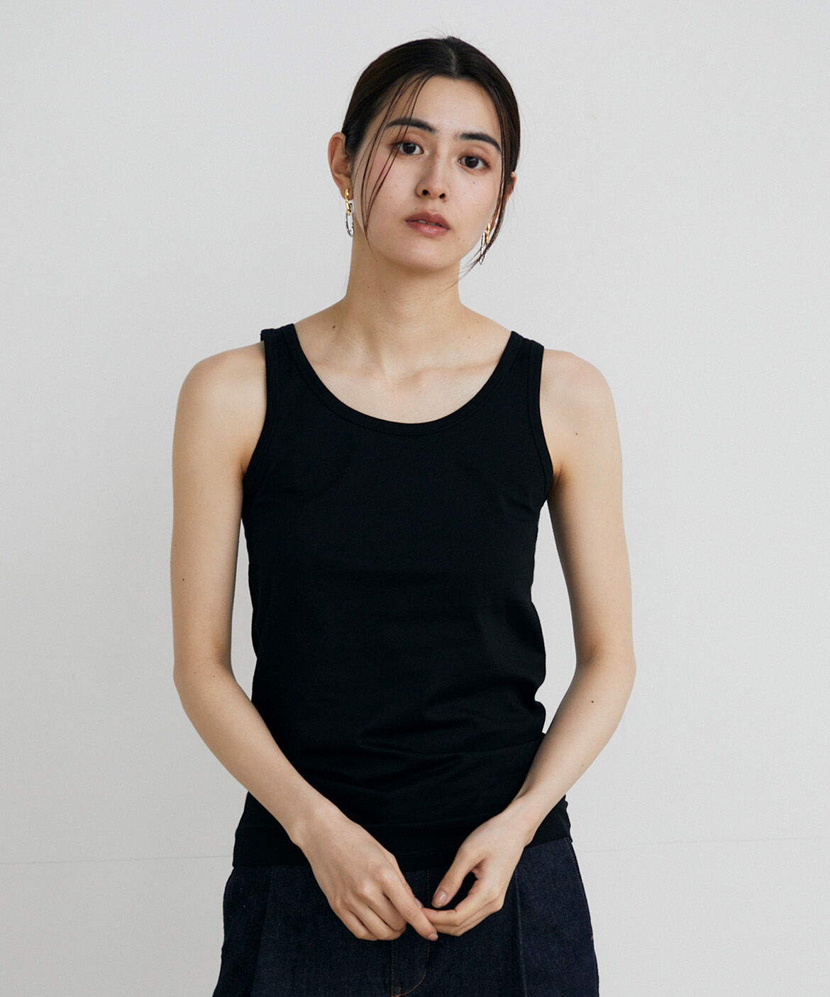 INED「タンクトップ《スビン綿MIX天竺/A-GIRL&rsquo;S 》」|タンクトップ|ブラック