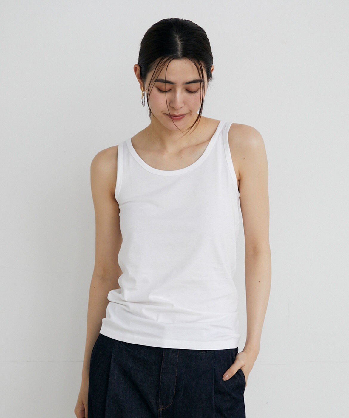 INED「タンクトップ《スビン綿MIX天竺/A-GIRL&rsquo;S 》」|タンクトップ|ホワイト